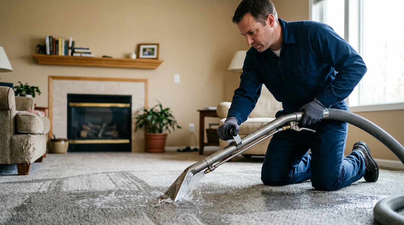 Water damage restoration technician working near Tenafly, NJ
